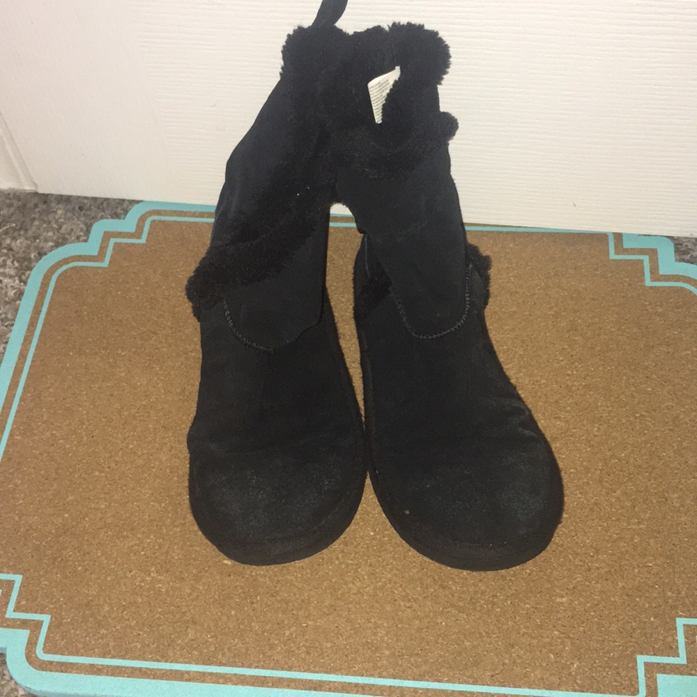Black Furry Ankle Winter Boots